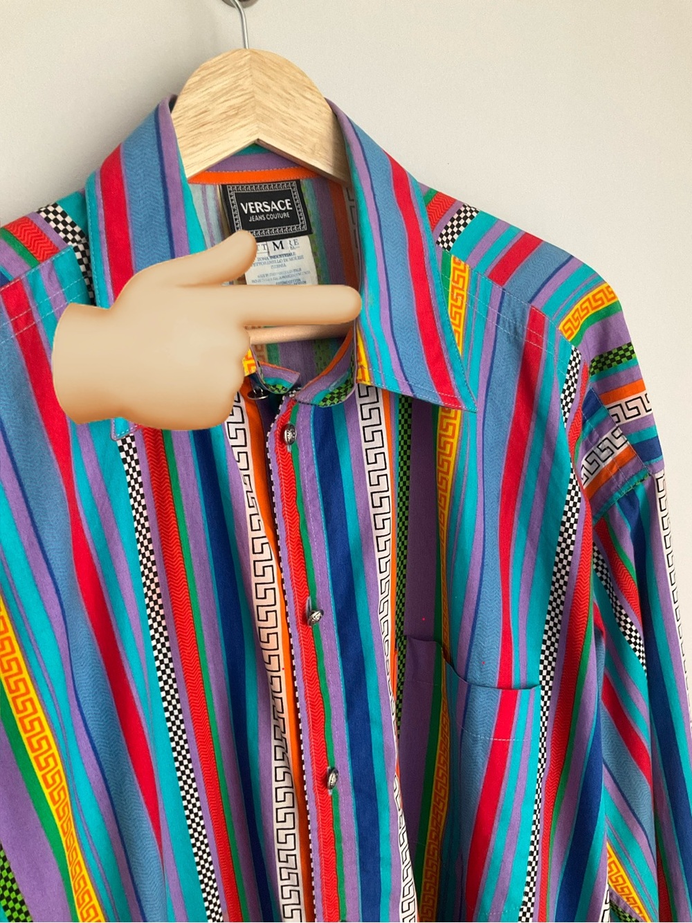 Vintage Versace Jeans Couture Multicolor Striped Button Down Shirt - Medium - Picture 11 of 11